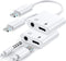2 Pack Lightning to 3.5mm Headphones Adapter for iPhone 2 in 1 Aux Audio+Charge iPhone Splitter Compatible with iPhone 14/13/12/11/XS/XR/X/8/7/iPa...