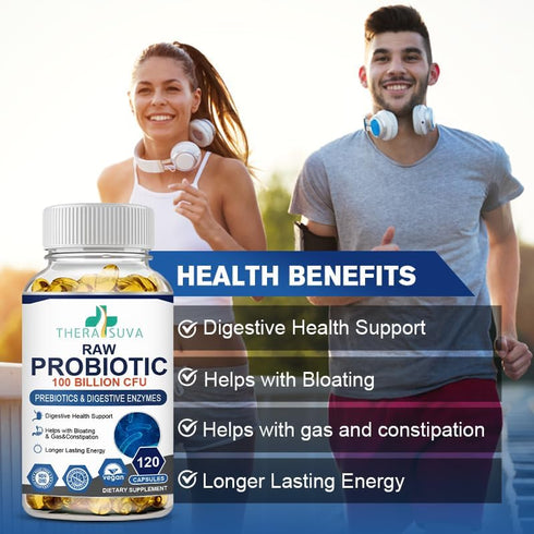 Probiotics 100 Billion CFU - 34 Strains + Organic Prebiotics Complex + Digestive Enzyme Complex + Fruit & Veggie Complex, Ultimate Gut Health Supp...