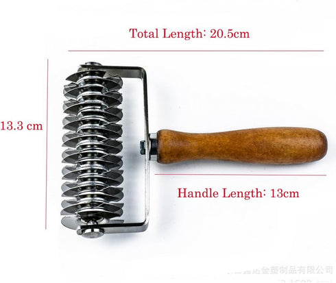 Hosmide Kitchen Baking Dough Cookie Pie Pizza Pastry Lattice Roller Cutter Baking Tool - Stainless Steel - Wood handle...