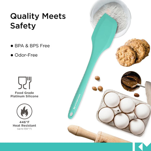 Kitchen Mama Silicone Spatula: Platinum Heat-Resistant Silicone For Cooking & Flipping, Flexible & Beveled Edge, One Piece Spatula For Scraping & ...