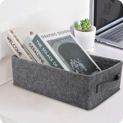 Small Basket Shallow Storage Baskets Felt Storage Basket Bin Long Narrow Basket for Towels Dog Cat Toys Office Supplies Dippers Baby Toys Storage ...