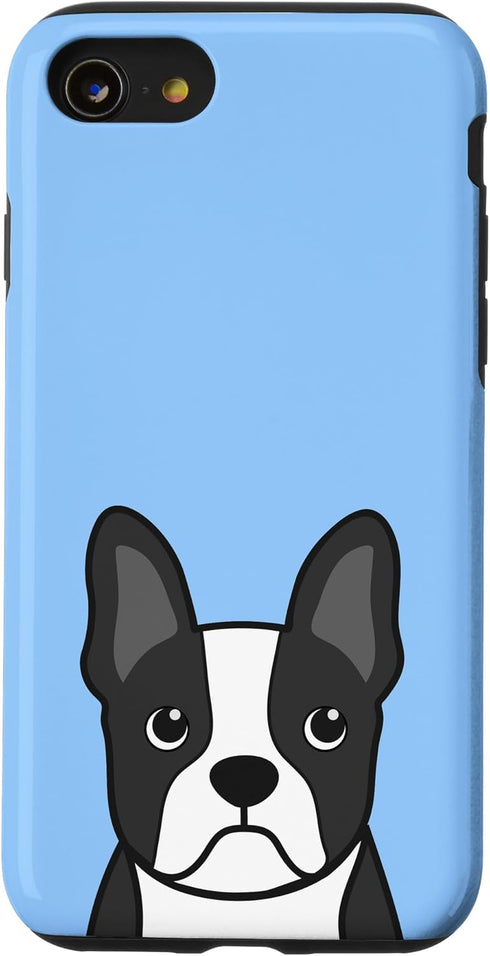 iPhone SE (2020) / 7 / 8 Boston Terrier Face Phone Case Gifts Baby Blue Dog Lover Case...