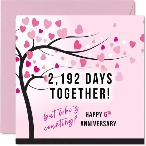 Funny Iron Anniversary Card for Wife or Husband - 2192 Days Together - I Love You Gifts, Happy 6th Wedding Anniversary Cards for Partner, 5.7 x 5....