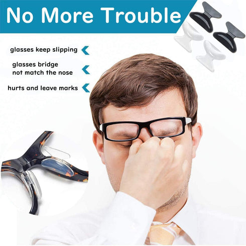 Anti-Slip Nose Pads Silicone Butterfly Shape - 13 Pairs Soft Non-Slip Adhesive Nose Pads for Reading Glasses Sunglasses Spectacles - Super Sticky ...