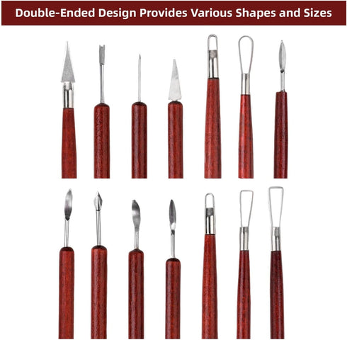 Blisstime 18PCS Clay Sculpting Tools, Basic Clay Pottery Carving Tool Kit with Wooden Handles and Tool Bag...
