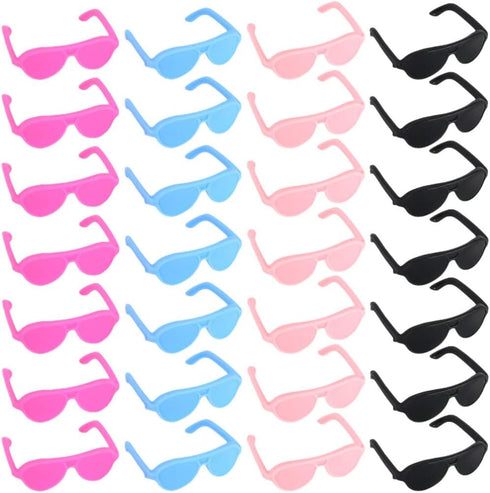 TOYANDONA 60pcs Doll Sunglasses, 4 Colors Dress Up Glasses Doll Eyeglasses Miniature Doll Sunglasses Mini Doll Glasses for Dollhouse Crafts Doll C...