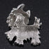 White Enamel Yorkie Puppy Dog Brooch In Rhodium Plating - 4cm Length...