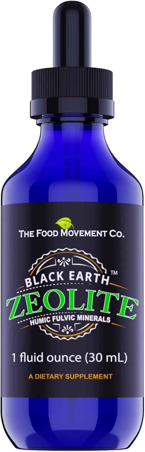 Black Earth Zeolite with Humic Fulvic Acids Trace Minerals for Adults and Kids for Detox, Gut Health and Immune Support - 1oz Liquid Drops Supplem...