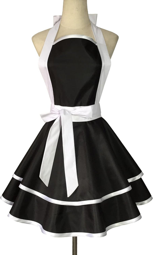 Violet Mist Retro Aprons for Women Cute 50s Vintage Black Lady apron Cake Cooking Sexy Lacy White French Maid Funny Apron Halloween Christmas Apro...