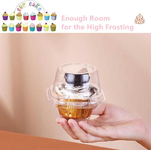 i-CHONY Individual Cupcake Holder - Clear Plastic Dome Single Cupcake Carrier Muffin Container Holders Cases Boxes Cups(50pcs)...