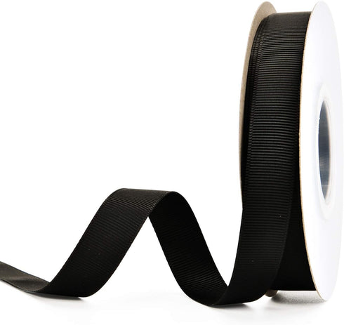 YAMA 5/8 inch Solid Grosgrain Ribbon Roll - 25 Yards for Gift Wrapping Ribbons, Black...
