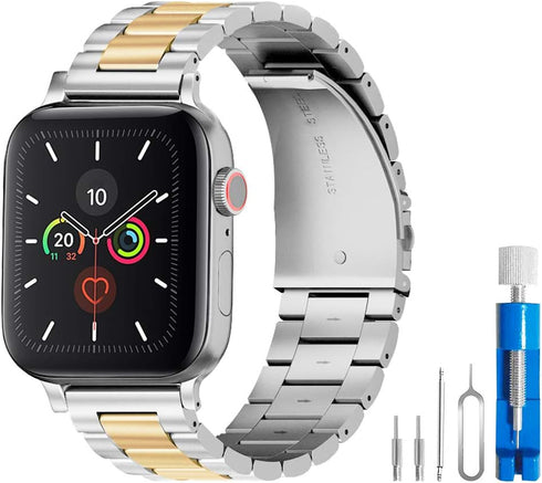 Metal Bands Compatible with Apple Watch Band 41mm 40mm, Dressy Stainless Steel Chain Strap for Men iWatch Series Ultra/Ultra2/10/9/8/7/6/5/4/3/2/1...
