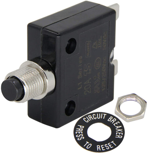 125-250V AC 50V DC Push Button Circuit Breaker 20Amp Thermal Overload Protector L1 Series Manual Reset Thermal Circuit Breaker 20A...