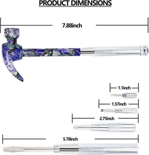 6-in-1 Multi-Tool Camping Hammer Set with Slotted/Flat Head Phillips Screwdriver for Mechanical Maintenance, Interior Decoration, Outdoor Adventur...