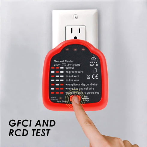 Automatic Electric Circuit Polarity Phase Voltage Detector Wall Plug Breaker Finder US Socket Tester Outlet Tester RCD Test (US Plug)...