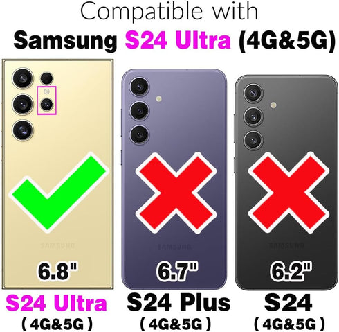 Asuwish Phone Case for Samsung Galaxy S24 Ultra 5G Wallet Cover with Screen Protector and RFID Blocking PU Leather Credit Card Holder Stand Cell A...