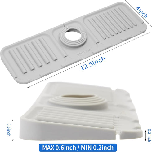 Silicone Sink Splash Guard 12 inch Sink Protectors for Kitchen Sink Faucet Handle Drip Catcher Mat for Bathroom Countertop Protect Sponge Holder, ...