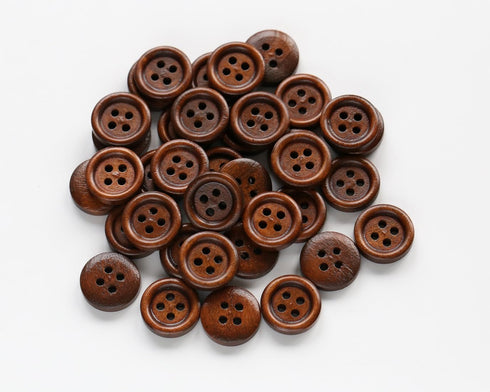 200PCS 5/8 Inch (15mm) Brown Color Wooden Buttons DIY Crafts Button Sewing Project...
