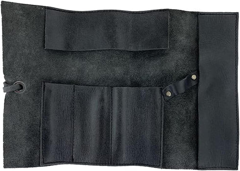 Hide & Drink, Rustic Pencil Roll Pouch, Multi-Purpose Storage Wrap for Scissors, Earphones, Organizer for Craft, Full Grain Leather, Handmade, Cha...