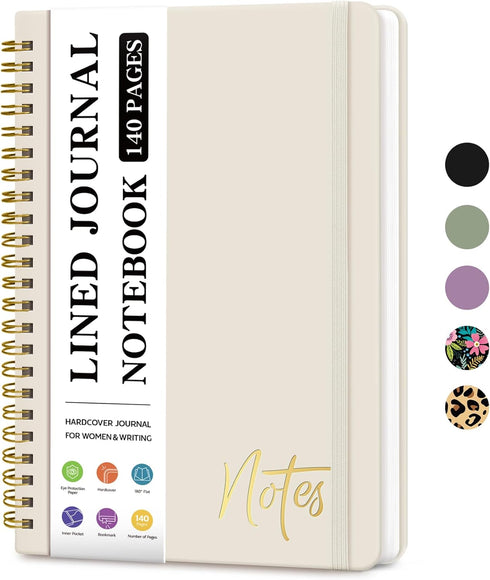Lined Spiral Journal Notebook for Women, A5 College Ruled Journals for Writing, Hardcover Notebooks for Work, Note taking and Office School Suppli...