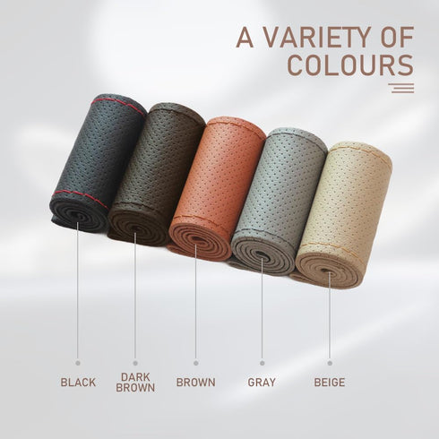 Leather Steering Wheel Cover, Stitch on Wrap, Steering Wheel Covers, 15Inch Breathable Anti-Slip Car Steering Wheel Protector, Steering Wheel Acce...