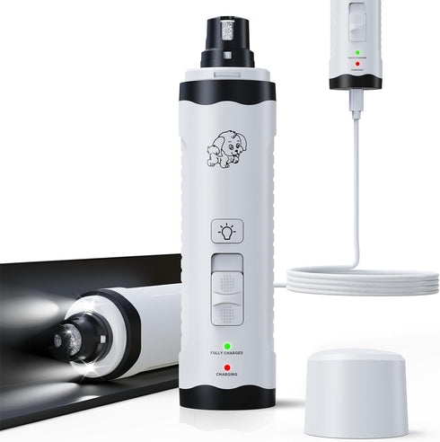 YABIFE Whisper Quiet Dog Nail Grinder, Dog Nail Trimmers Kit for Grooming, Electric Pet Nail File, Dual Lights for Quick Location, 2 Speeds, for P...