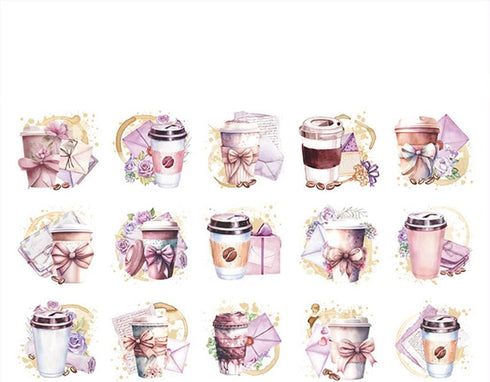 30pcs Coffee PET Stickers for Water Bottle Scrapbooking Junk Journal Mug Cup Laptop Collage Journaling Diary Planner DIY Crafts Notebook Card Maki...