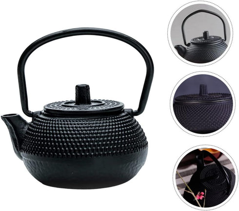 Hemoton cast iron teapot tea set retro metal coffee kettle simulation kitchen kettle cast iron tea kettle for stove top furniture iron boiling tea...