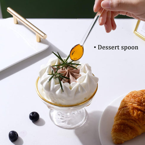 Generic 5Pcs Glass Stirring Spoons Heat Resistant Mixing Rod For Coffee Tea Yogurt Ice Cream Cocktail Cold Drink Salt Sugar Appetizers And Dessert...