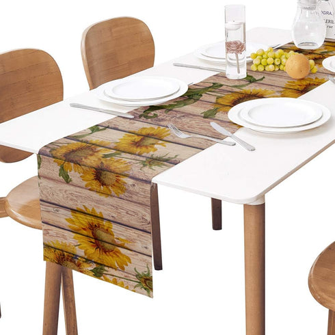 Sunflowers Rustic Table Runner-Cotton linen-Small 36 inche Dresser Scarves,Farmhouse Tablerunner for Kitchen Coffee/Dining/Sofa/End Table Home Liv...