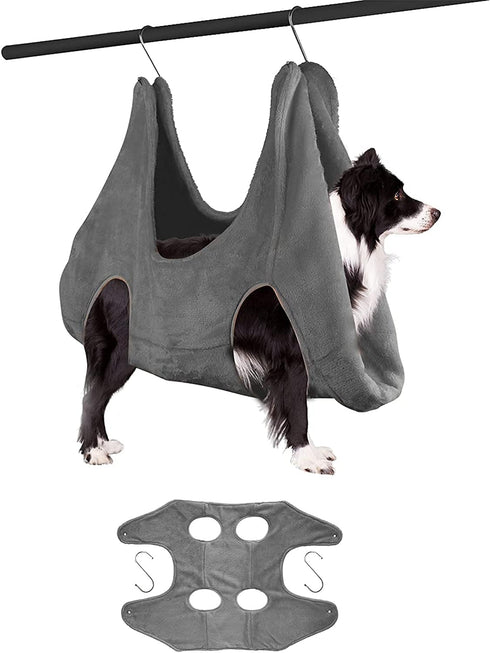 Pet Grooming Hammock Helper, Nail Clipper Restraint Bag for Cat Dog, Drying Towel for Combing Bathing Washing Grooming and Nail Trimming, 4 Hooks,...