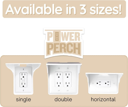 Storage Theory Power Perch Horizontal Outlet Shelf – Space Saving Bathroom Shelving for Electric Toothbrush, Echo Dot Holder – Router Stand, Smart...