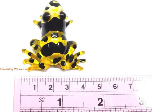 Handmade Mini 2" Blown Glass "Yellow-Banded Poison Dart Frog" Figurines Figures Art,Collectible Dollhouse Gift Ideas,Miniature Animals,Tiny Orname...