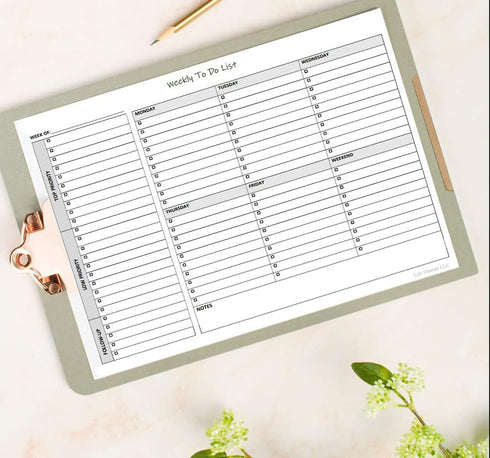 Weekly To Do List Notepad, 60 Page Task Planning Pad w/Daily Checklist, Priority Todo Checkbox & Notes. Desk Notebook to Organize Office 11 X 8.5...