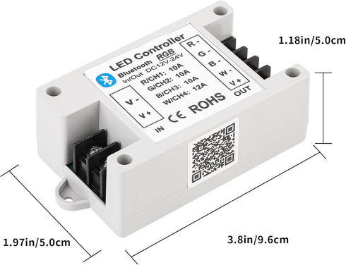 LIVE4COOL RGB/RGBW LED Bluetooth Controller RGB LED Strip Light Controller Phone APP Control for 5050 3528 RGB LED Strip Lights (Suitable for iOS ...
