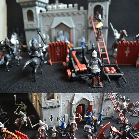 PXRJE Medieval Castle Knights Action Figure Toy Army Playset with Assemble Castle, Catapult and Horse-Drawn Carriage Great for Girls and Boys(A1)...