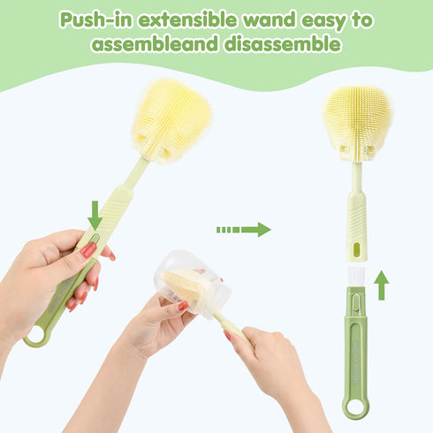 Portable Baby Bottle Brush&Travel Baby Bottle Drying Rack-Baby Bottle Cleaning Silicone Brush Kit, Silicone Nipple Cleaner Brush, Straw Brush, New...