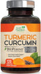 Turmeric Curcumin with BioPerine Black Pepper Extract 2600mg - High Absorption Ultra Potent Tumeric Herbal Supplement with 95% Curcuminoids, Natur...
