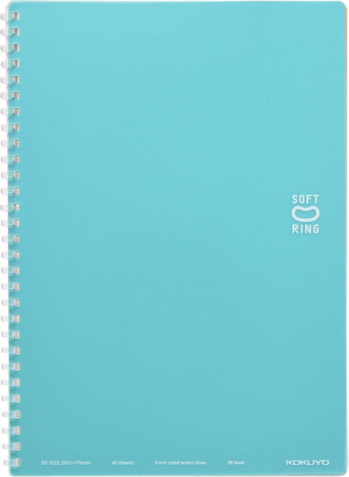 KOKUYO D Shaped Soft Ring Notebook, 6mm ruled w/dot-lines, 36 Lines, 40 Sheets, B5, Light Blue, Japan Import (SU-SV301BT-LB)...