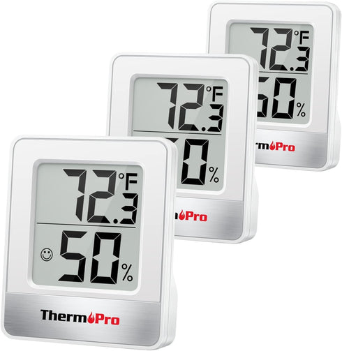 ThermoPro TP49 3 Pieces Digital Hygrometer Indoor Thermometer Humidity Meter Mini Hygrometer with Temperature and Humidity Monitor Outdoor and Roo...