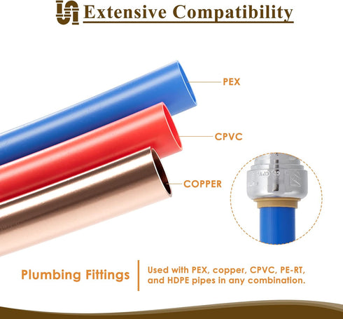1/2" x 3/8" OD Compression Straight Stop Valve for PEX, Copper, CPVC Pipe and Water Line, Push to Connect Brass Plumbing Fitting, Quarter-Turn Shu...