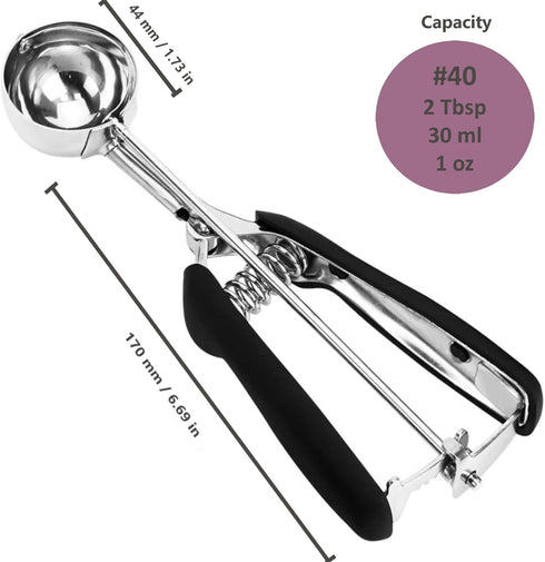 Ice Cream Scoop, 18/8 Stainless Steel Cookie Scoop, Cookie Scoops for Baking, 2 Tbsp/ 30 ml/ 1 oz Cookie Dough Scoop, Ice Cream Scooper with Trigg...