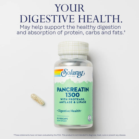 SOLARAY Pancreatin Supplement, 1300 mg, 90 Count...
