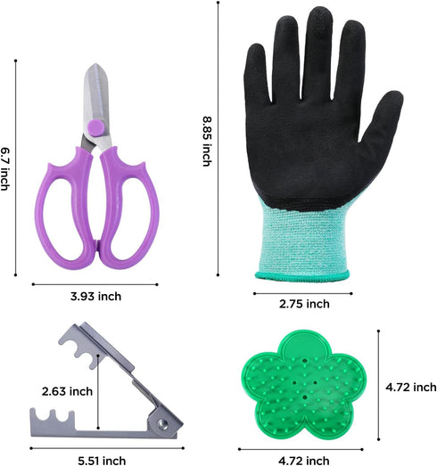 5 Pieces Rose Thorn Stripper Tool Kit Thorn and Leaf Stripping Tool with Garden Golves and Garden Scissor for Gardening Flower Arrangement...