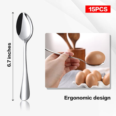 LOVEINUSA 15PCS Dinner Spoons Set, Teaspoons Stainless Steel Spoons Silverware Tablespoons for Home Kitchen Restaurant...
