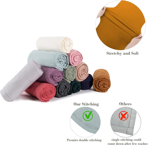 Bayceen Large Jersey Knitted Swaddle Blanket for Baby, Soft Stretchy Receiving Blanket for Newborns with Hat, Large 47 x 47 inches (Copper)...