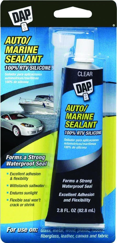Dap 00694 2.8-Ounce Silicone Rubber Auto/Marine Sealant, Clear- Pack of 2...