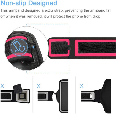 Galaxy S10+ S9+ S8+ Armband, JEMACHE Gym Running Workouts Arm Band for Samsung Galaxy S10 Plus/S9 Plus/S8 Plus with Key Holder (Rose)...