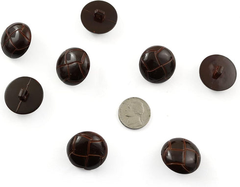 50PCS Brown Football Pattern Imitation Leather Style Plastic Shank Buttons Craft Plastic Buttons Round Black Plastic Imitation Leather Buttons Set...