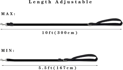 Adjustable Nylon Dog Leash, 6FT/10 FT Long Dog Leashes for Small Medium Large Dogs (1 in x 10 ft, Rainbow)...